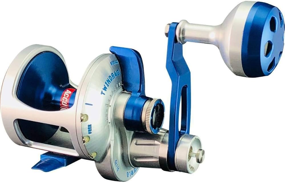 Accurate Boss Valiant 2-Speed Conventional Lever Drag Reels (Silver/Blue)