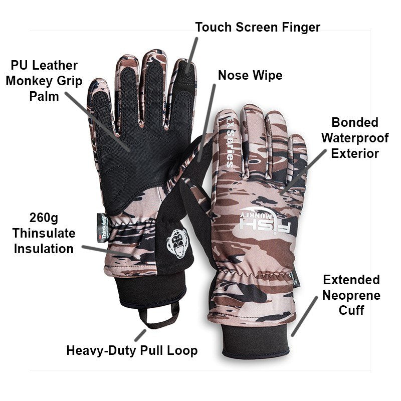 Fish Monkey FM31 Tundra EX Series Water Proof Premium Insulated Full Finger Fishing Glove